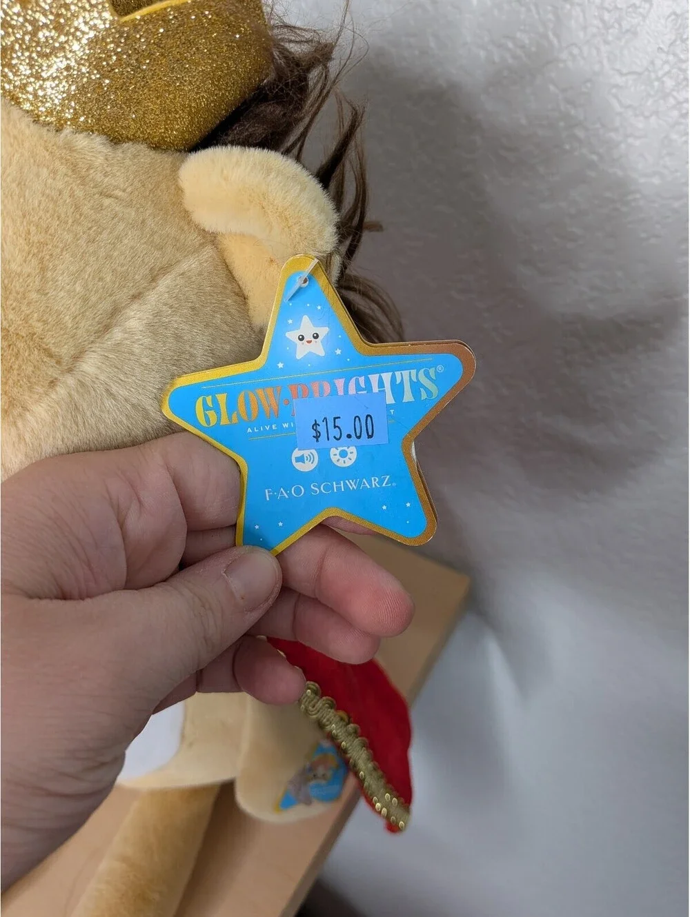 FAO Schwarz Nutcracker Glow Brights King Lion Plush Crown Cape NWT